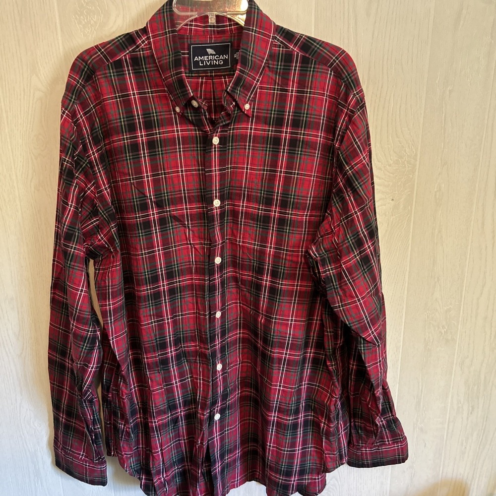 American Living XL Christmas Plaid Button Down Shirt